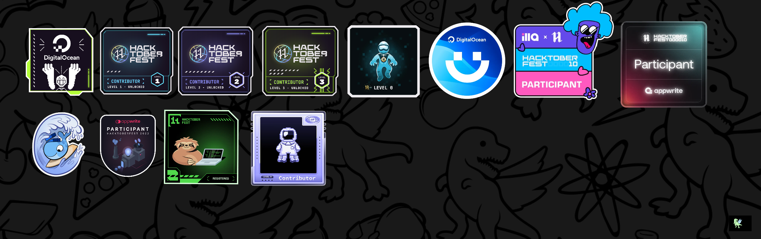 @davidzcode's Holopin board